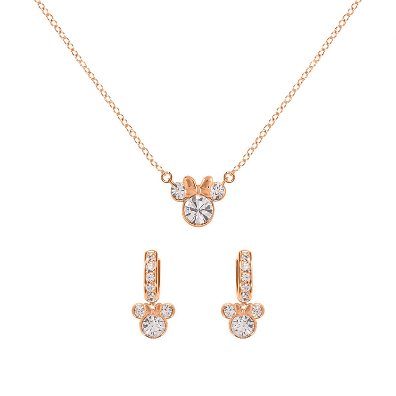 Disney Minnie Mouse Halsketten-Set, Zweifarbig, mit Zirkonia-Steinen, Mutter und Tochter, Einheitsgröße, Messing
