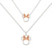 Disney Minnie Mouse Two Tone Cubic Zirconia Mother and Daughter Necklace Set, One Size, Brass