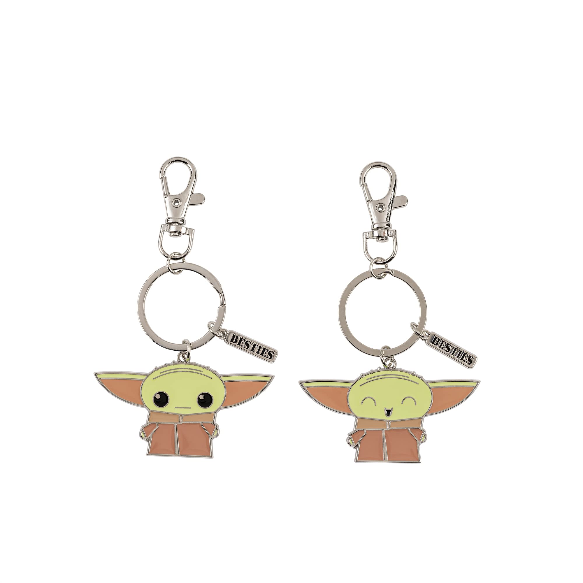 Disney's The Mandalorian Grogu The Child Green, Brown and Silver BFF Keyring Set