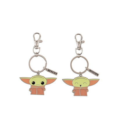 Disney's The Mandalorian Grogu The Child Green, Brown and Silver BFF Keyring Set