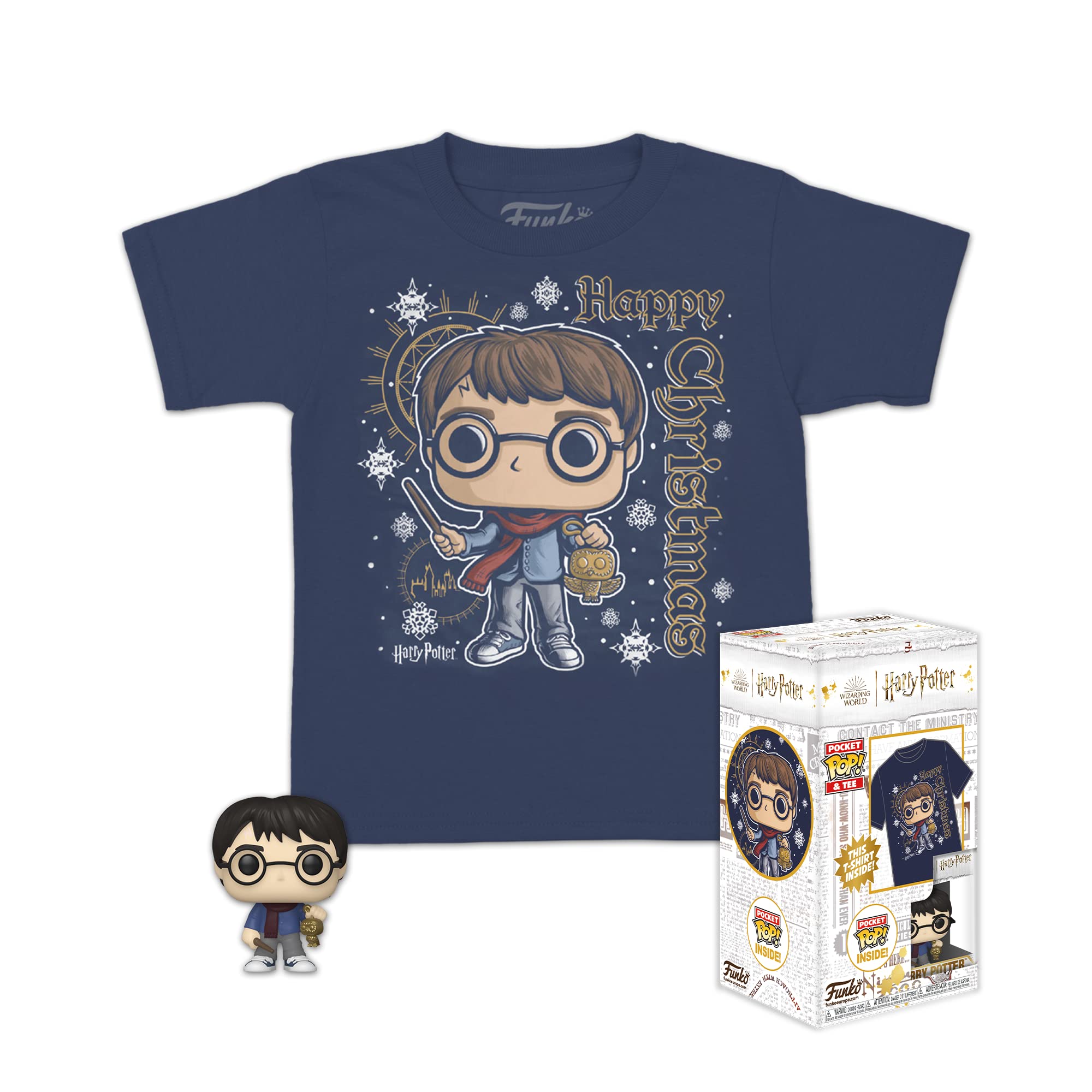 Funko Pocket Pop! & Tee: Harry Potter - Holiday Harry - for Children and Kids - Large - (L) - T-Shirt - Clothes With Collectable Vinyl Minifigure - Gift Idea - Toys and Short Sleeve Top for Boys