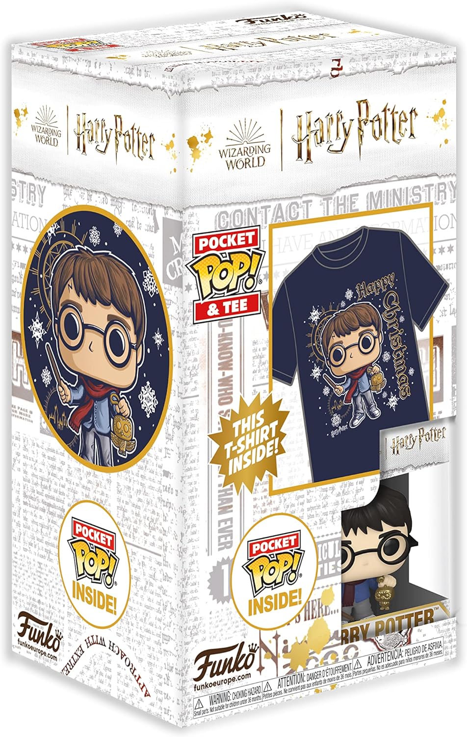 Funko Pocket Pop! & Tee: Harry Potter - Holiday Harry - for Children and Kids - Large - (L) - T-Shirt - Clothes With Collectable Vinyl Minifigure - Gift Idea - Toys and Short Sleeve Top for Boys