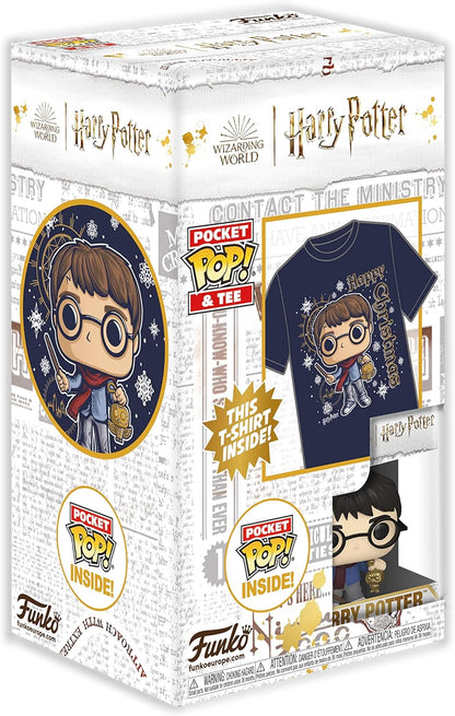 Funko Pocket Pop! & Tee: Harry Potter - Holiday Harry - for Children and Kids - Large - (L) - T-Shirt - Clothes With Collectable Vinyl Minifigure - Gift Idea - Toys and Short Sleeve Top for Boys