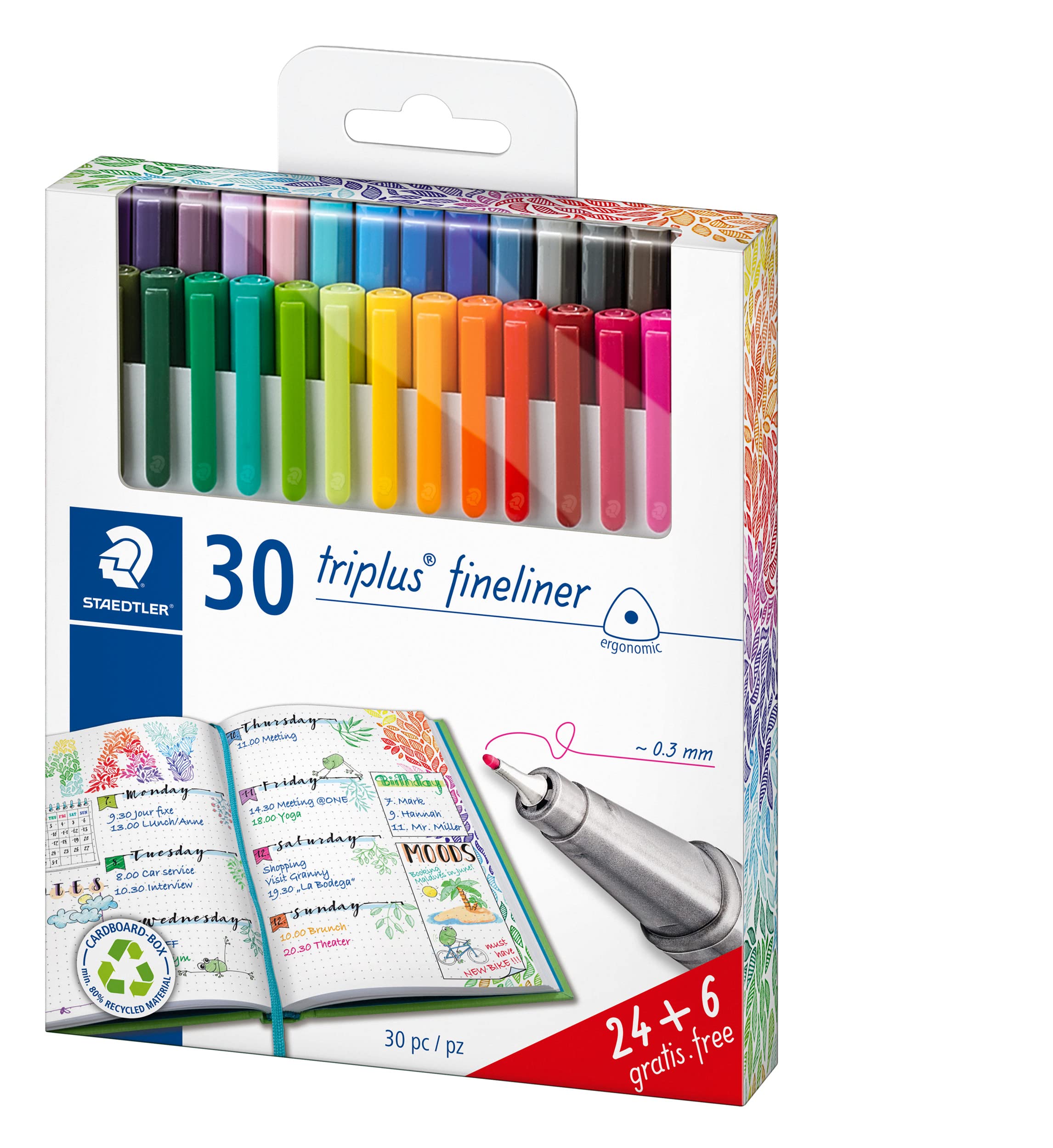 STAEDTLER Triplus 334 C30P Fine Liner Pens in 30 Colours