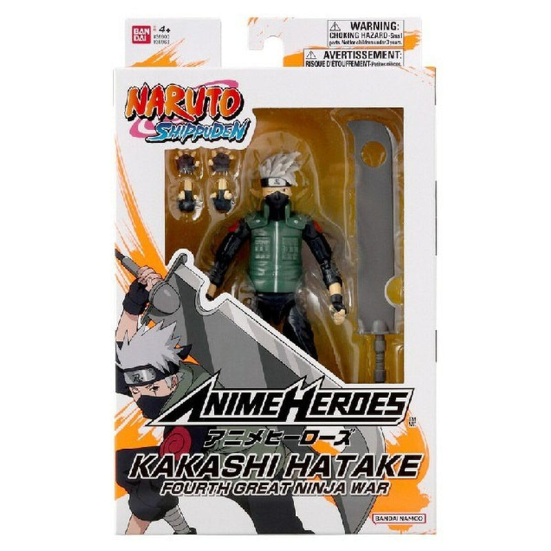 Anime Heroes Naruto Action Figure Hatake Kakashi Fourth Great Ninja War, 17cm Kakashi Figure With Extra Hands And Sword, Naruto Shippuden Anime Figure, Bandai Action Figures For Boys And Girls