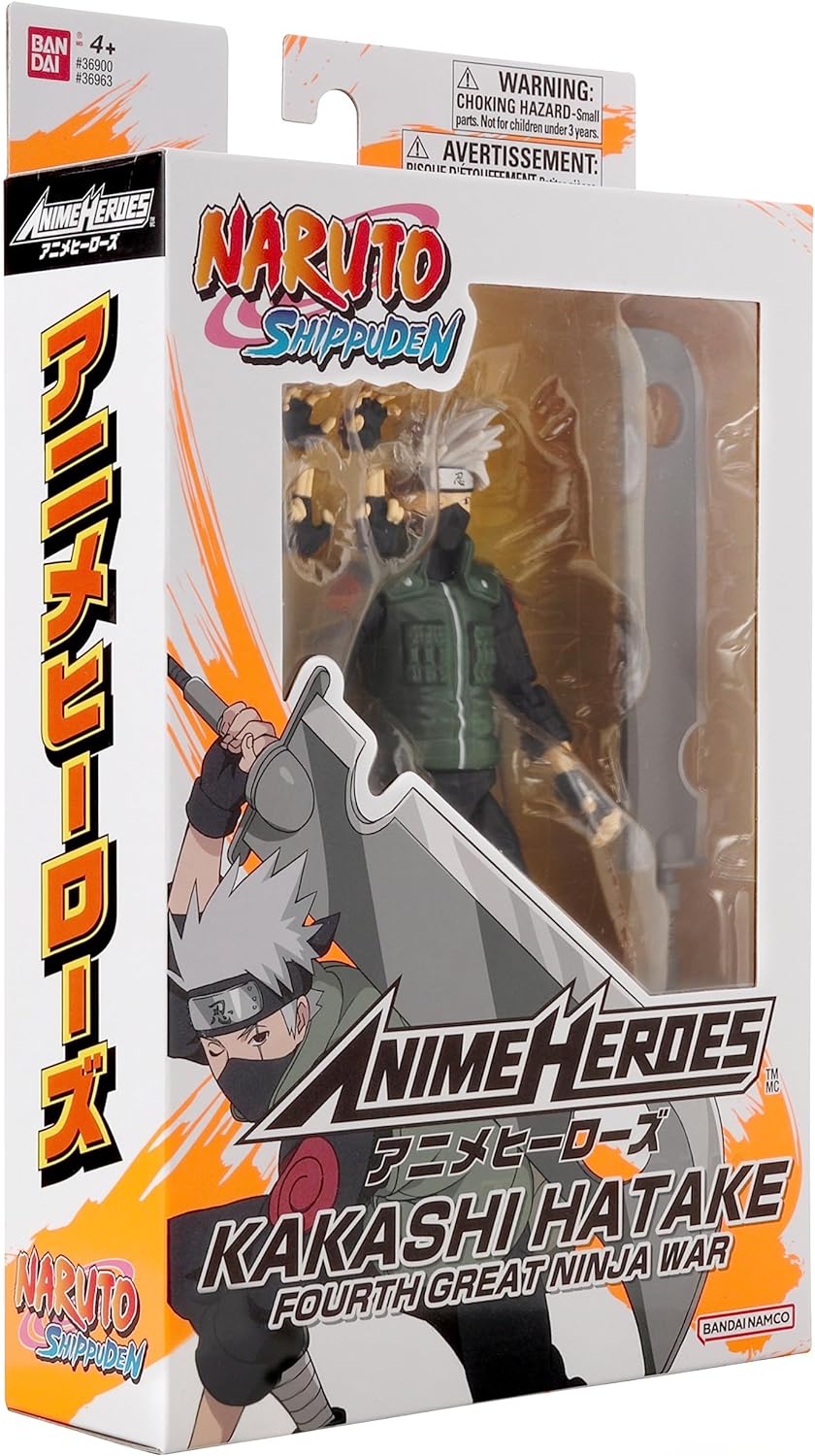 Anime Heroes Naruto Action Figure Hatake Kakashi Fourth Great Ninja War, 17cm Kakashi Figure With Extra Hands And Sword, Naruto Shippuden Anime Figure, Bandai Action Figures For Boys And Girls