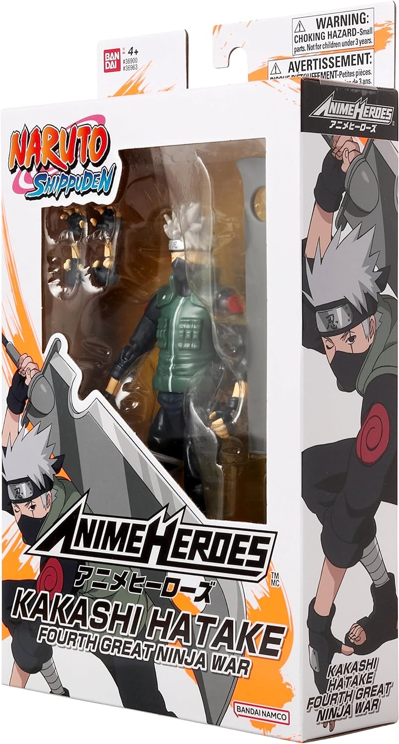 Anime Heroes Naruto Action Figure Hatake Kakashi Fourth Great Ninja War, 17cm Kakashi Figure With Extra Hands And Sword, Naruto Shippuden Anime Figure, Bandai Action Figures For Boys And Girls