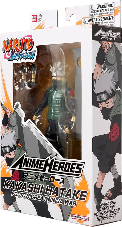 Anime Heroes Naruto Action Figure Hatake Kakashi Fourth Great Ninja War, 17cm Kakashi Figure With Extra Hands And Sword, Naruto Shippuden Anime Figure, Bandai Action Figures For Boys And Girls