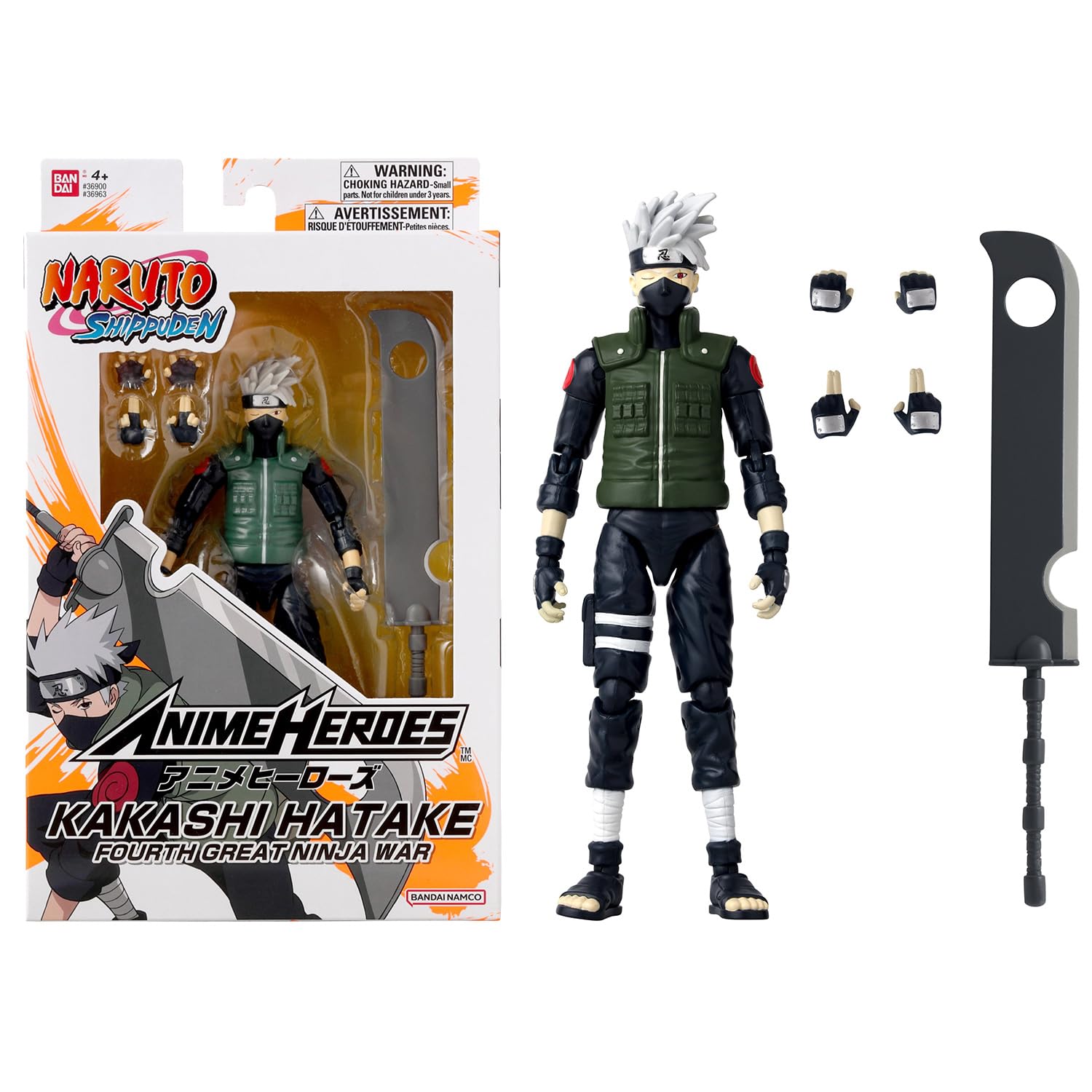 Anime Heroes Naruto Action Figure Hatake Kakashi Fourth Great Ninja War, 17cm Kakashi Figure With Extra Hands And Sword, Naruto Shippuden Anime Figure, Bandai Action Figures For Boys And Girls