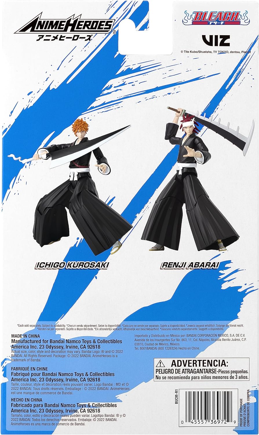 Anime Heroes Bleach Figures Abarai Renji Action Figure Articulated Anime Figure With Swappable Arms And Faces Bandai Bleach Action Figures, 17 cm