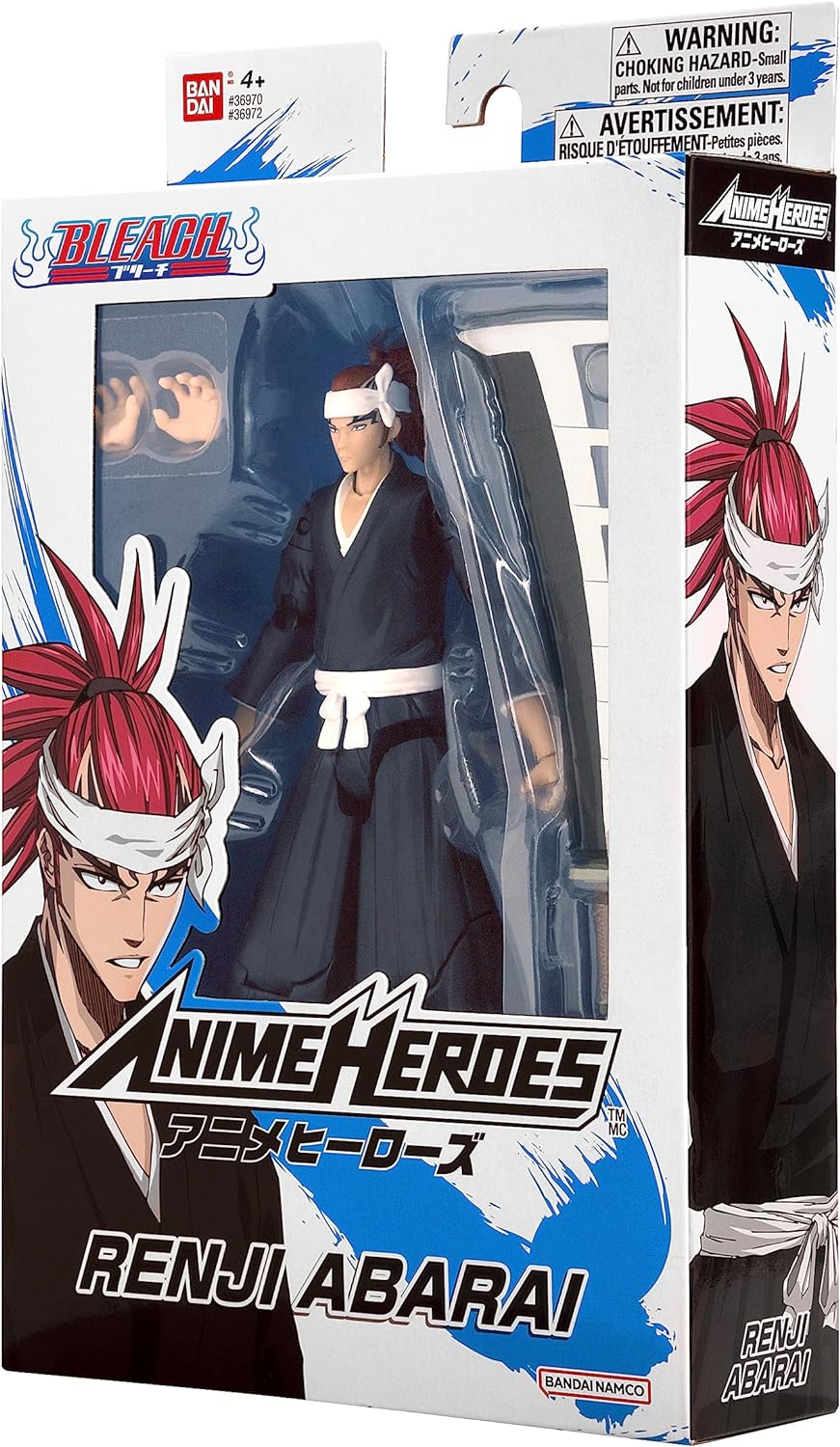 Anime Heroes Bleach Figures Abarai Renji Action Figure Articulated Anime Figure With Swappable Arms And Faces Bandai Bleach Action Figures, 17 cm