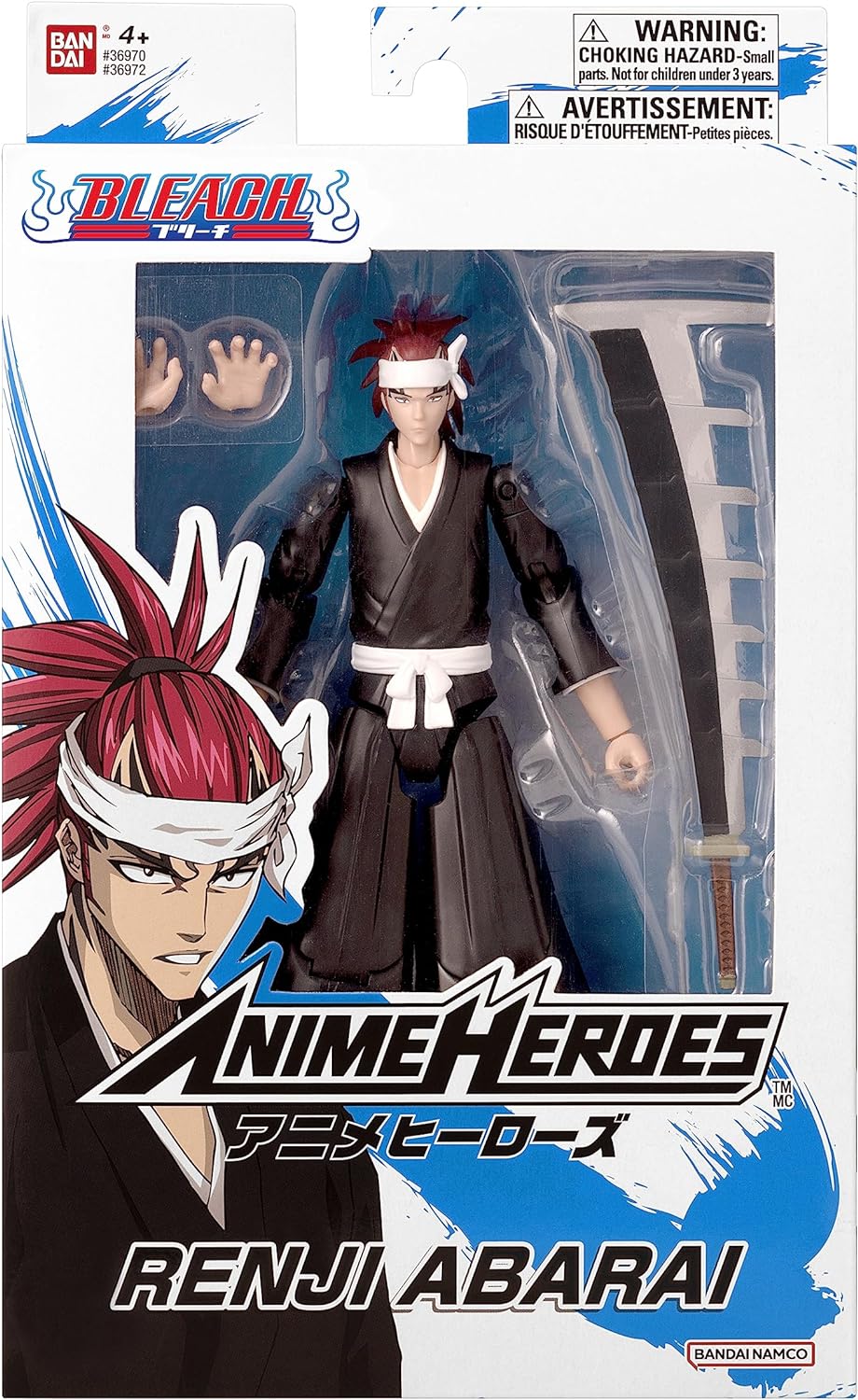 Anime Heroes Bleach Figures Abarai Renji Action Figure Articulated Anime Figure With Swappable Arms And Faces Bandai Bleach Action Figures, 17 cm