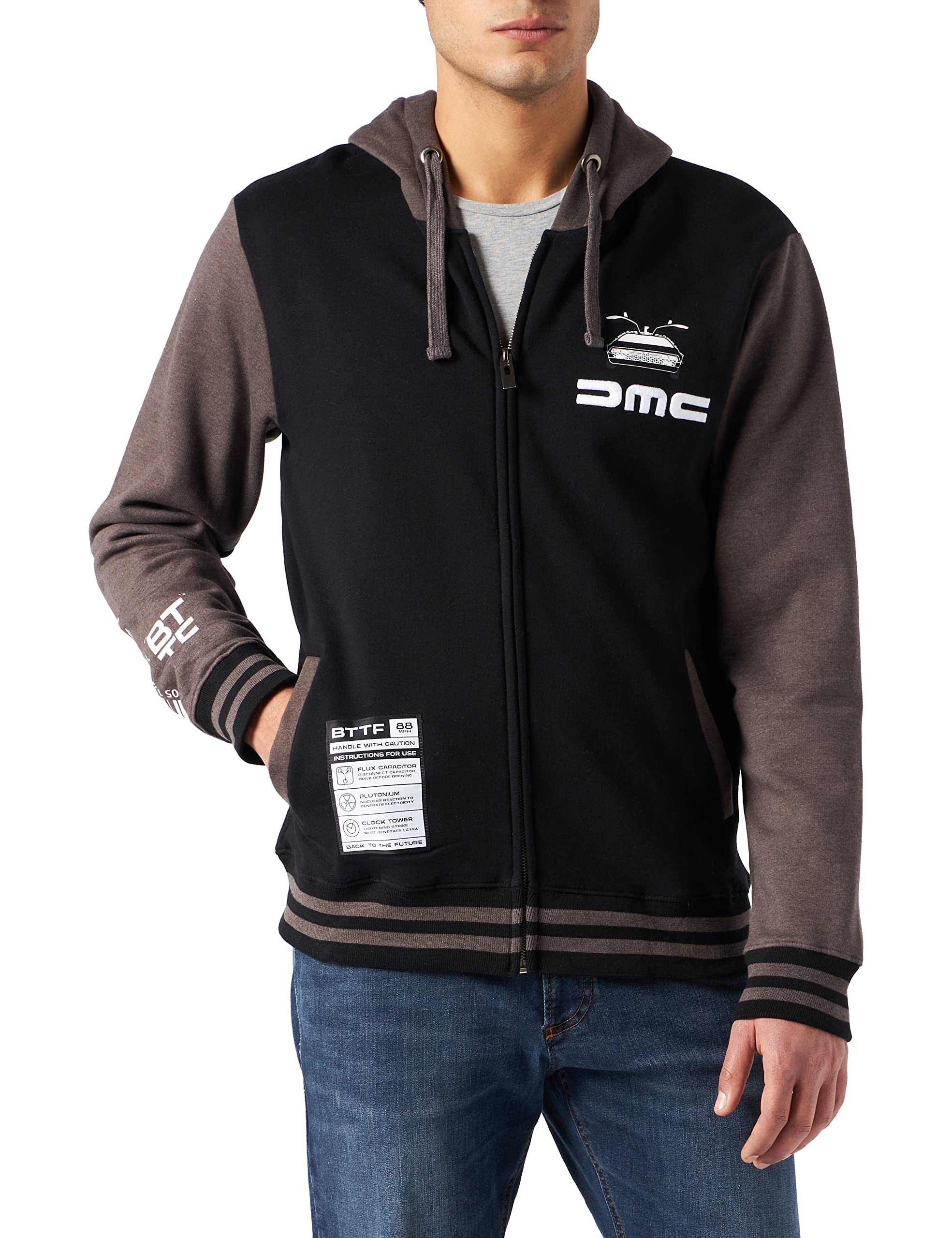 Retour vers le futur Herren Kapuzenpullover S Schwarz / Anthrazit Melange