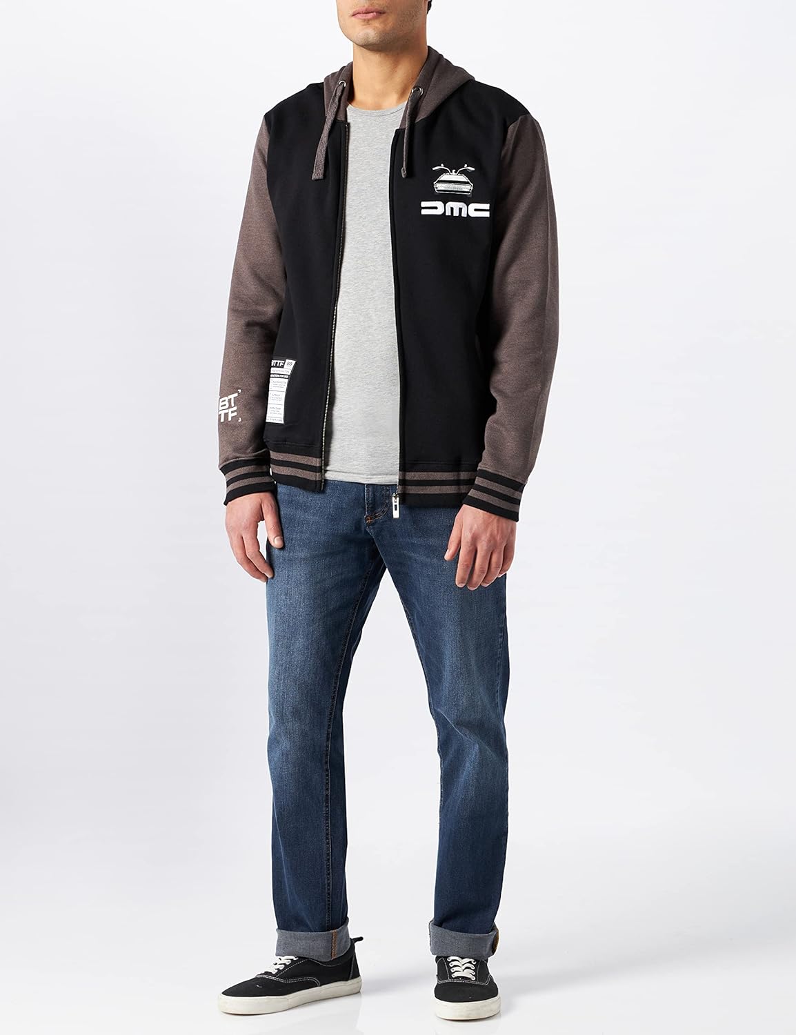 Retour vers le futur Herren Kapuzenpullover S Schwarz / Anthrazit Melange