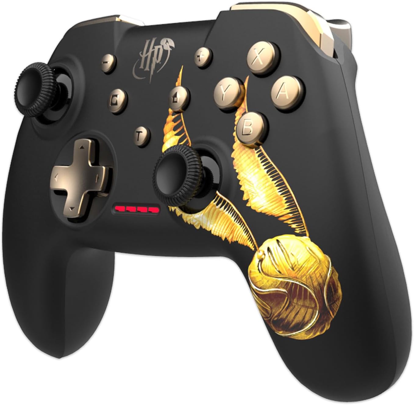 Harry Potter - Manette Sans Fil pour Nintendo Switch - Modèle Vif d'Or - Noire - Câble 1M