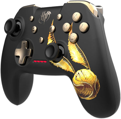 Harry Potter - Manette Sans Fil pour Nintendo Switch - Modèle Vif d'Or - Noire - Câble 1M