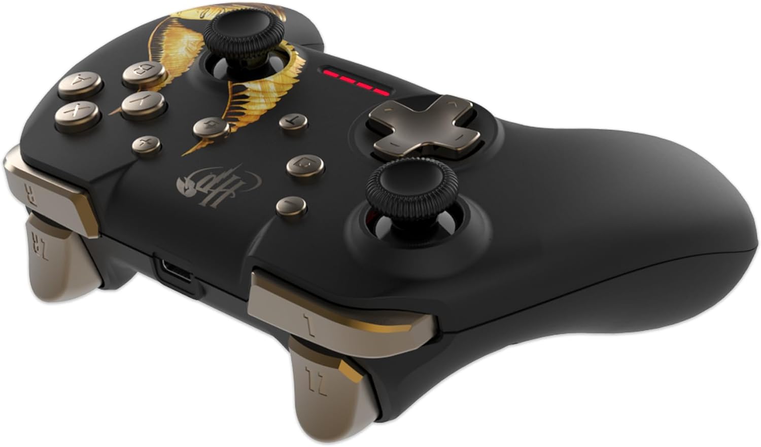 Harry Potter - Manette Sans Fil pour Nintendo Switch - Modèle Vif d'Or - Noire - Câble 1M