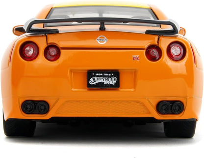Jada- Naruto Coche Nissan GT-R 1:24 die-cast, rueda libre, apertura de puertas, capó, maletero, figura de Naruto die-cast (253255054