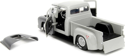 Jada- Street Fighter II, Ford Pickup Escala 1:24, en Metal, Giro de Ruedas, Apertura de Puertas y Figura de Guile (253255057)