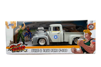 Jada- Street Fighter II, Ford Pickup Escala 1:24, en Metal, Giro de Ruedas, Apertura de Puertas y Figura de Guile (253255057)