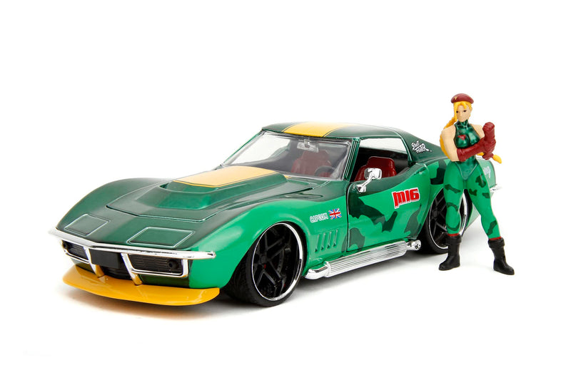 Jada- Street Fighter II, Cammy Chevrolet 1969 Corvette, Escala 1:24 , en Metal, Giro de Ruedas, Apertura de Puertas y Figura de Cammy (253255061)