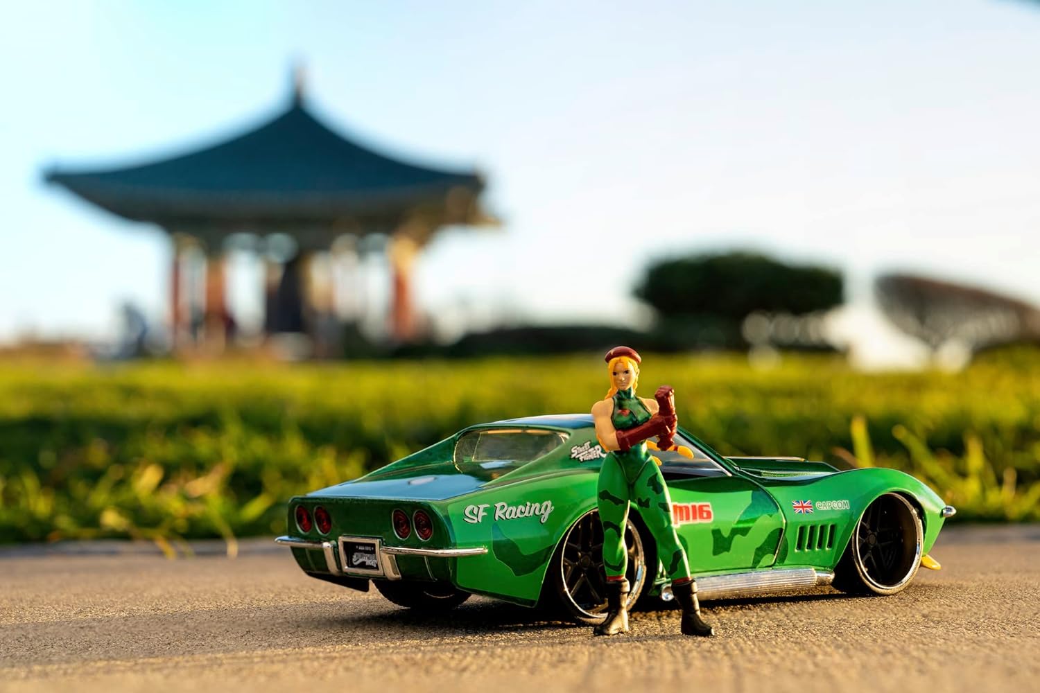 Jada- Street Fighter II, Cammy Chevrolet 1969 Corvette, Escala 1:24 , en Metal, Giro de Ruedas, Apertura de Puertas y Figura de Cammy (253255061)