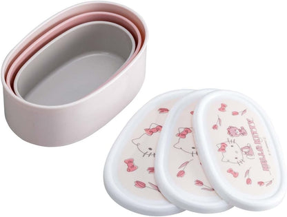 Skater SRS3SAG-A Hello Kitty Line Design Lunch Box, 28.9 ml (860 ml), Set of 3, Sealing Containers, Made in Japan