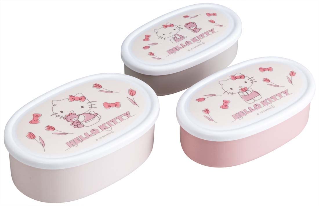 Skater SRS3SAG-A Hello Kitty Line Design Lunch Box, 28.9 ml (860 ml), Set of 3, Sealing Containers, Made in Japan