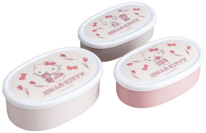 Skater SRS3SAG-A Hello Kitty Line Design Lunch Box, 28.9 ml (860 ml), Set of 3, Sealing Containers, Made in Japan