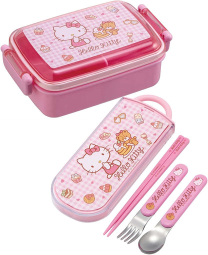 Skater TACC2AG-A Trio Set, Chopsticks, Spoon, Fork, Hello Kitty, Sweets, Sanrio, Kids, antibakteriell, hergestellt in Japan
