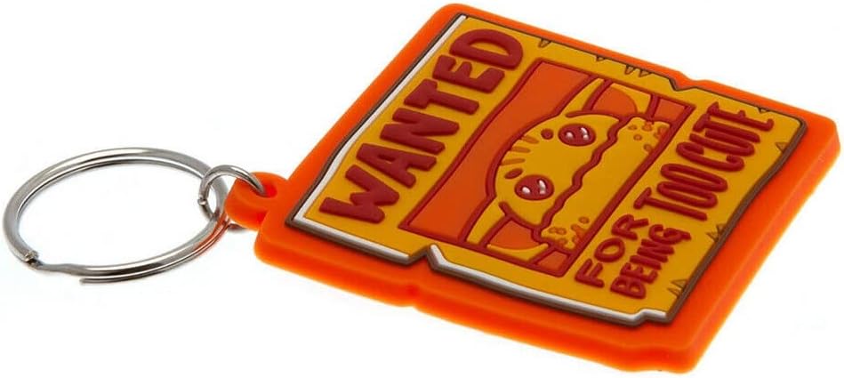 Star Wars The Mandalorian Child Grogu Wanted Rubber Keyring Keychain Fob