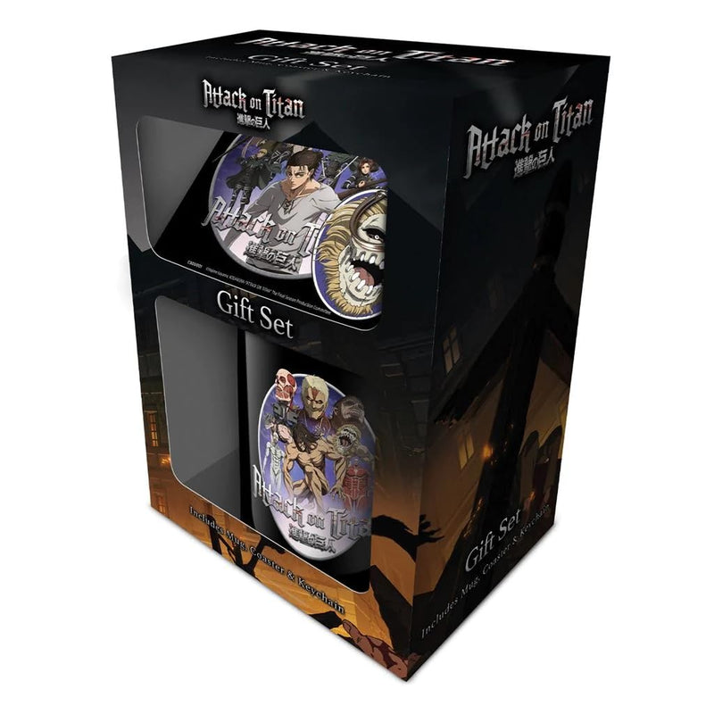Pyramid International Attack on Titan Mug Gift Set (Season 4 Design) 11oz Ceramic Mug, Coaster & Keyring in Presentation Gift Box - Official Merchandise