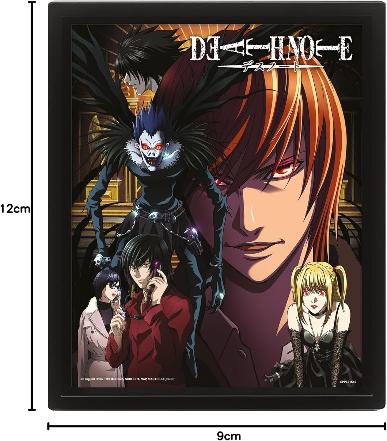 Pyramid International Death Note Poster in 3D (Connected by Fate Design) Lenticular 3D Wall Art and Posters in Black Picture Frame 25cm x 20cm x 1.5cm - Official Merchandise