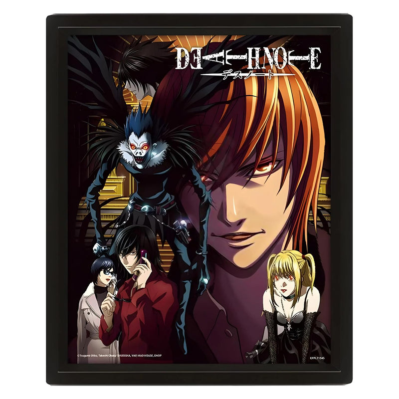 Pyramid International Death Note Poster in 3D (Connected by Fate Design) Lenticular 3D Wall Art and Posters in Black Picture Frame 25cm x 20cm x 1.5cm - Official Merchandise