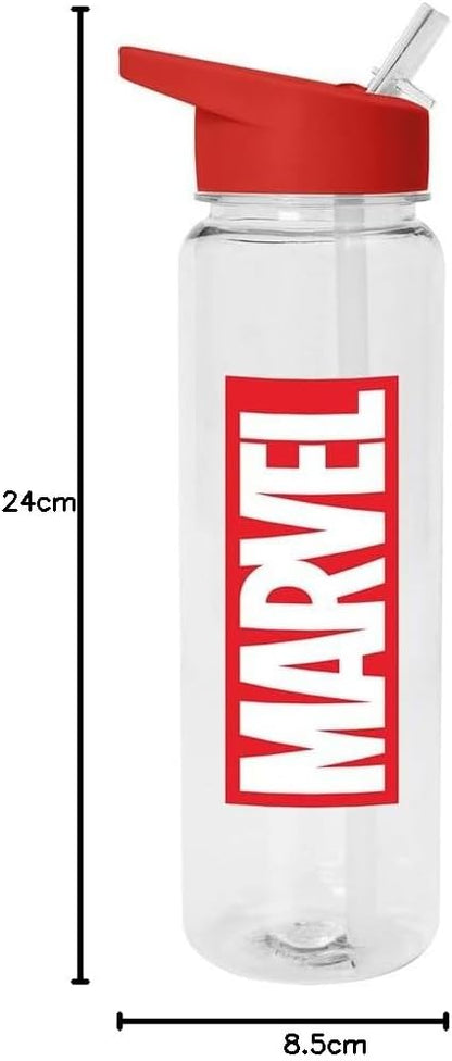 Marvel Water Bottle (Logo Design) 700ml Plastic Water Bottle, Girls Water Bottle, Boys Water Bottle, Kids Water Bottle, Marvel Gifts for Men, Women and Kids - Official Merchandise