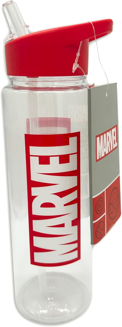 Marvel Water Bottle (Logo Design) 700ml Plastic Water Bottle, Girls Water Bottle, Boys Water Bottle, Kids Water Bottle, Marvel Gifts for Men, Women and Kids - Official Merchandise