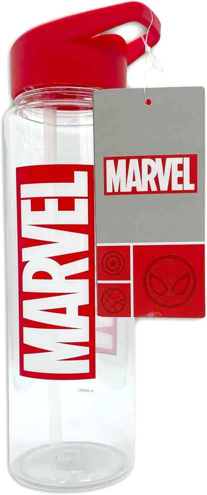 Marvel Water Bottle (Logo Design) 700ml Plastic Water Bottle, Girls Water Bottle, Boys Water Bottle, Kids Water Bottle, Marvel Gifts for Men, Women and Kids - Official Merchandise