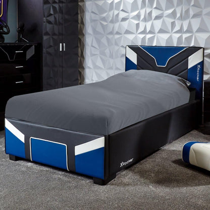 X-Rocker Cerberus Ottoman Gaming-Bett, Einzelbett, 91 cm, Blau Blau Einzelbett