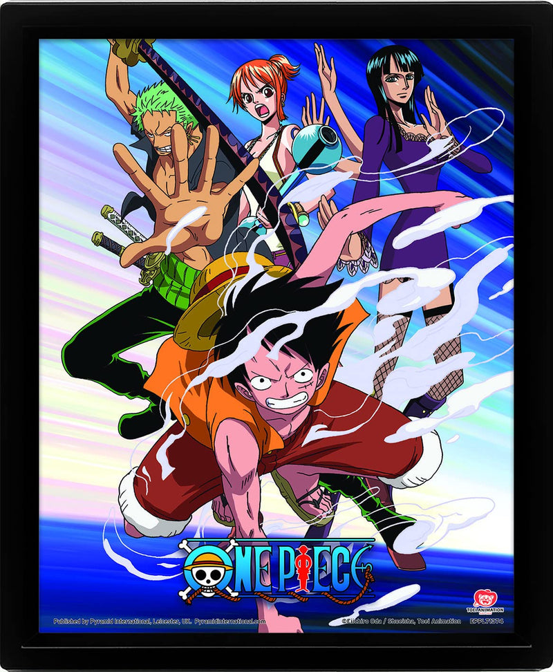 Pyramid International Europe One Piece 3D Lenticular Poster im Rahmen (STRAW HAT PIRATES ASSAULT) 25cm x 20cm x 1.5cm - Offizielles Lizenzprodukt