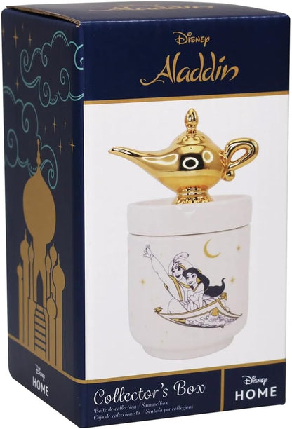 Half Moon Bay - Disney Aladdin Collectors Box - Genie Lamp - Trinket Box With Lid Gifts Home,White,14 cm