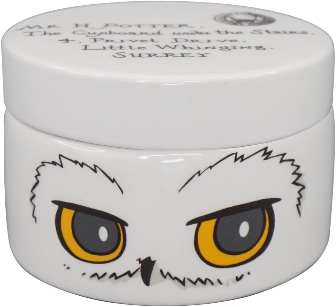 Harry Potter Ceramic Trinket Box Round - Hedwig - Trinket Box With Lid - 6cm Décor - Hedwig Owl