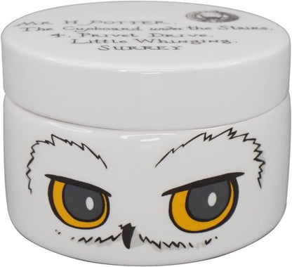 Harry Potter Ceramic Trinket Box Round - Hedwig - Trinket Box With Lid - 6cm Décor - Hedwig Owl