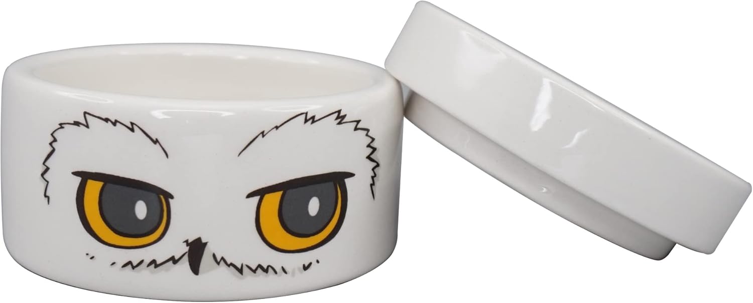 Harry Potter Ceramic Trinket Box Round - Hedwig - Trinket Box With Lid - 6cm Décor - Hedwig Owl
