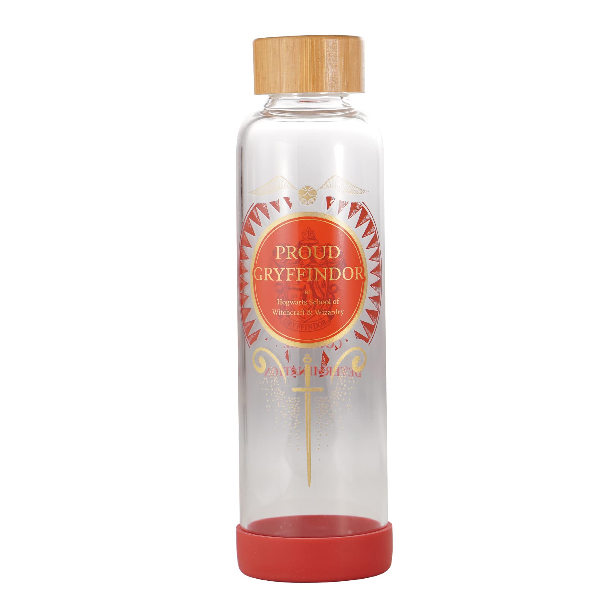 Harry Potter Glass Water Bottle - 500ml - Proud Gryffindor - Reusable Water Bottle - Water Bottle Glass Gryffindor Gifts