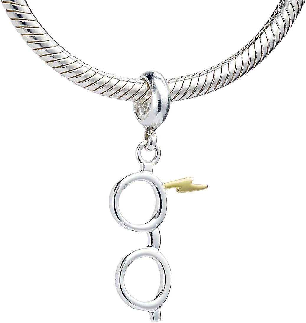 Official Harry Potter Sterling Silver Lightning Bolt & Glasses slider charm by The Carat Shop