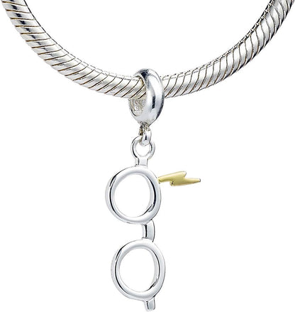 Official Harry Potter Sterling Silver Lightning Bolt & Glasses slider charm by The Carat Shop