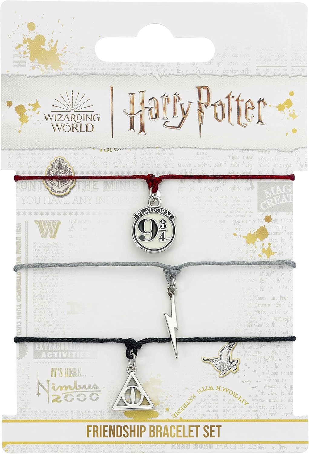 Harry Potter Deathly Hallows Lightning & Track 9 3/4 Women's Bracelet Set Silver