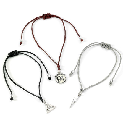 Harry Potter Deathly Hallows Lightning & Track 9 3/4 Women's Bracelet Set Silver