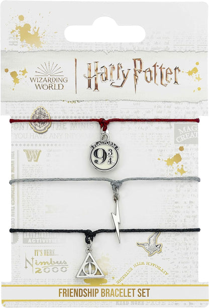 Harry Potter Deathly Hallows Lightning & Track 9 3/4 Women's Bracelet Set Silver