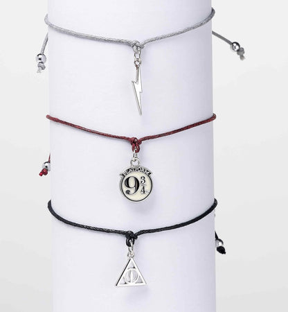 Harry Potter Deathly Hallows Lightning & Track 9 3/4 Women's Bracelet Set Silver